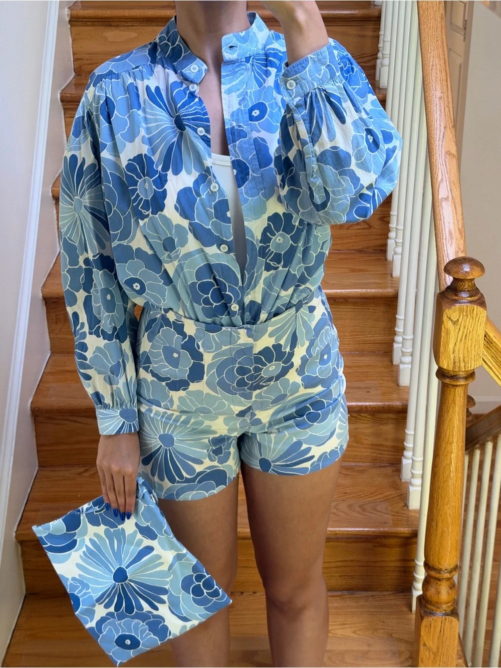 Zara 3-Piece Cotton Blue Floral Set